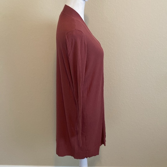 LOFT Ribbed Open Front Cardigan. Size M. Rose colored. Long sleeve. - Picture 7 of 13